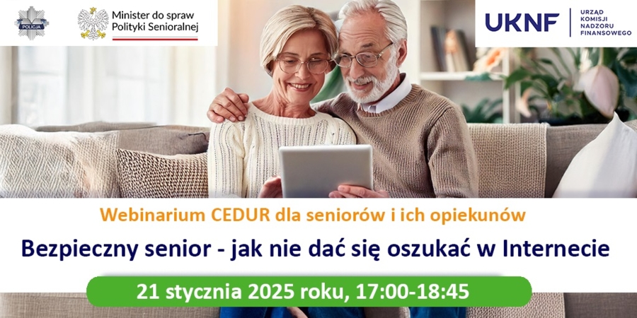 Plakat webinarium dla seniorów